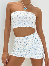 Selby Mini Skirt White / Blue Floral