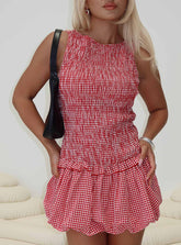 Radiostar Shirred Mini Dress Red