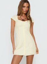 Marisella Button Down Mini Dress Butter Yellow