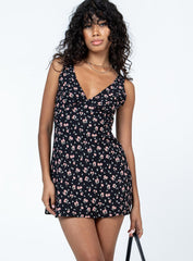 Nellie Mini Dress Black Floral