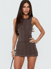 Yumiko Metallic Detail Romper Brown Stripe