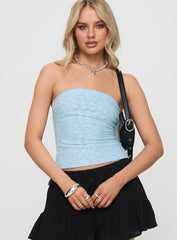 Off To Amalfi Strapless Top Blue