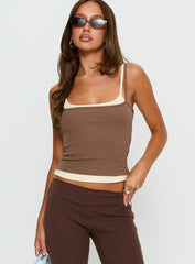 Maeka Layered Jersey Tank Top Brown / Cream