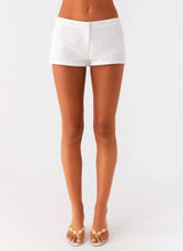 Coastline Cotton Micro Mini Shorts - White