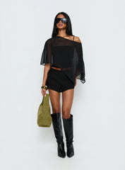 Senzo Chiffon Poncho Top Black