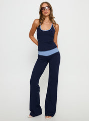 Kobee Jersey Flare Pants Navy / Light Blue