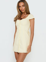 Marisella Button Down Mini Dress Butter Yellow