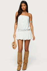 Layton Studded Strapless Bubble Mini Dress