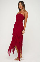 Venetian Dreams Strapless Midi Dress Dragonfruit