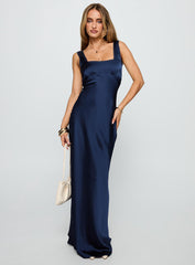 Dasha Satin Maxi Dress Navy