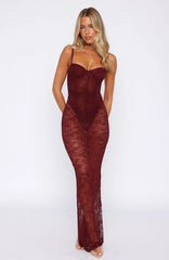 In The Atmosphere Lace Dress Wine