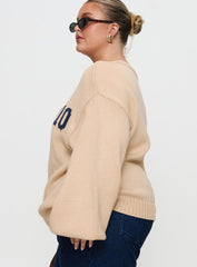 Jadynn Off Shoulder Knit Sweater Cream Curve