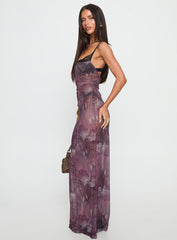 Evera Sheer Built In Bra Maxi Dress Purple