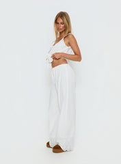 Kissed Chaos Broderie Anglais Tie Waist Pants White