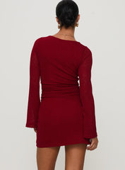 Epiphany Long Sleeve Mini Dress Burgundy