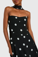 Monterey Dress With Scarf in Polka Dot