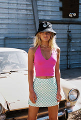 Selby Mini Skirt Green Floral Check